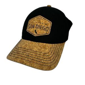 OGM Headwear San Diego California Black and Cork Hat Cap